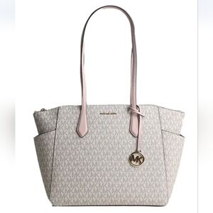 NWT Michael Kors Marilyn Medium Tote Bag Signature Logo In Powder Blush Multi